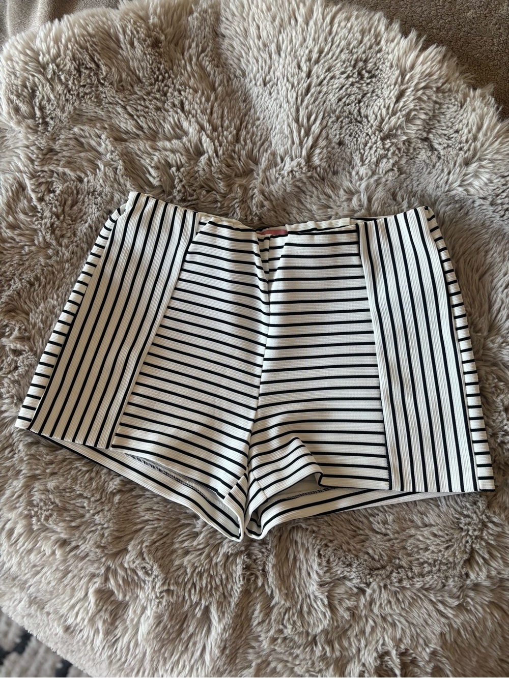 Striped High-Waist Women’s Shorts in Black and White